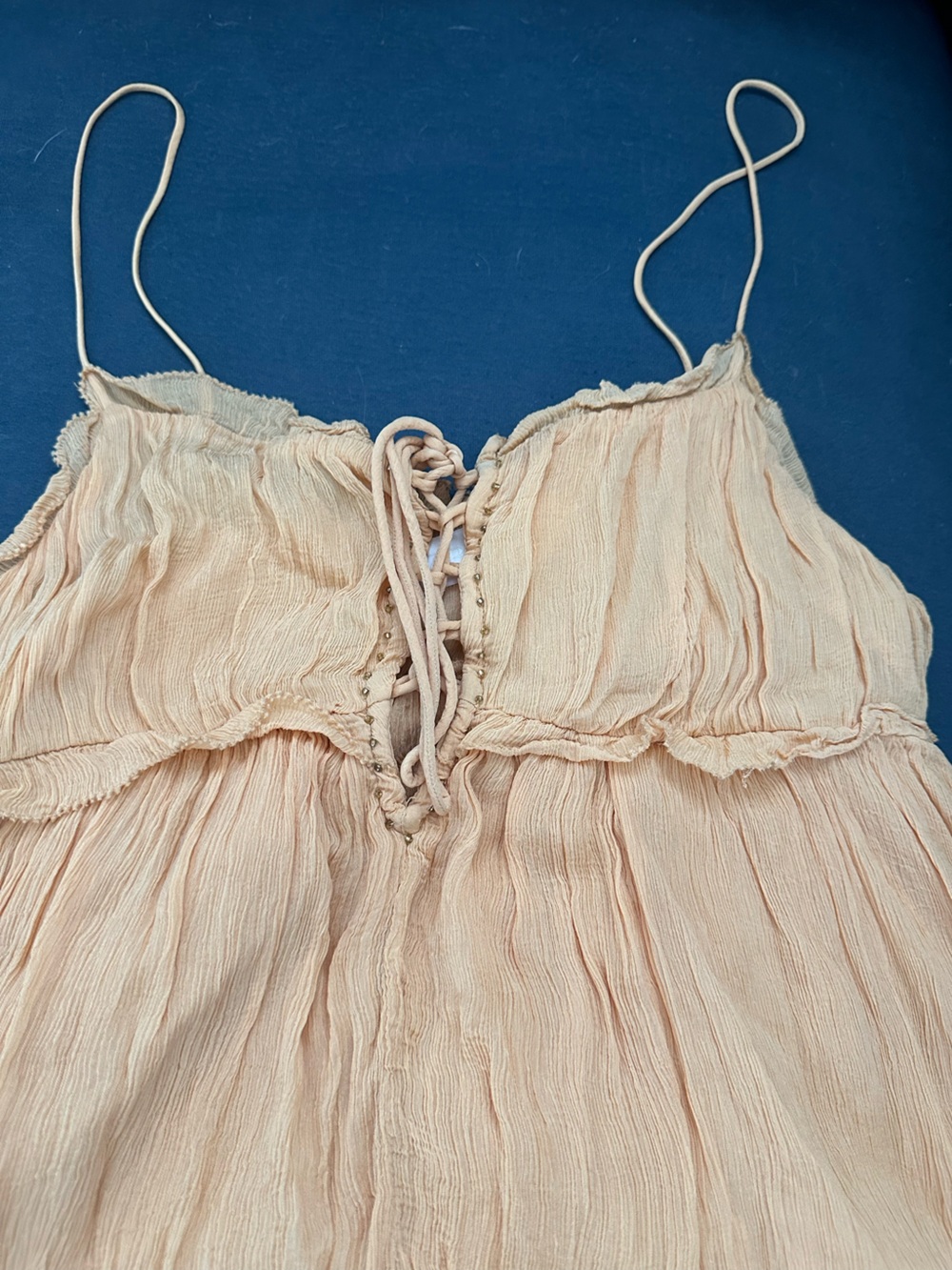 Zara Asymmetrical Handkerchief Hem Spaghetti Strap Dress in Peach - Picture 5 of 8